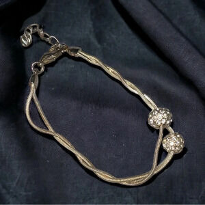 Vintage Rhinestone Ball Silver Tone Bracelet